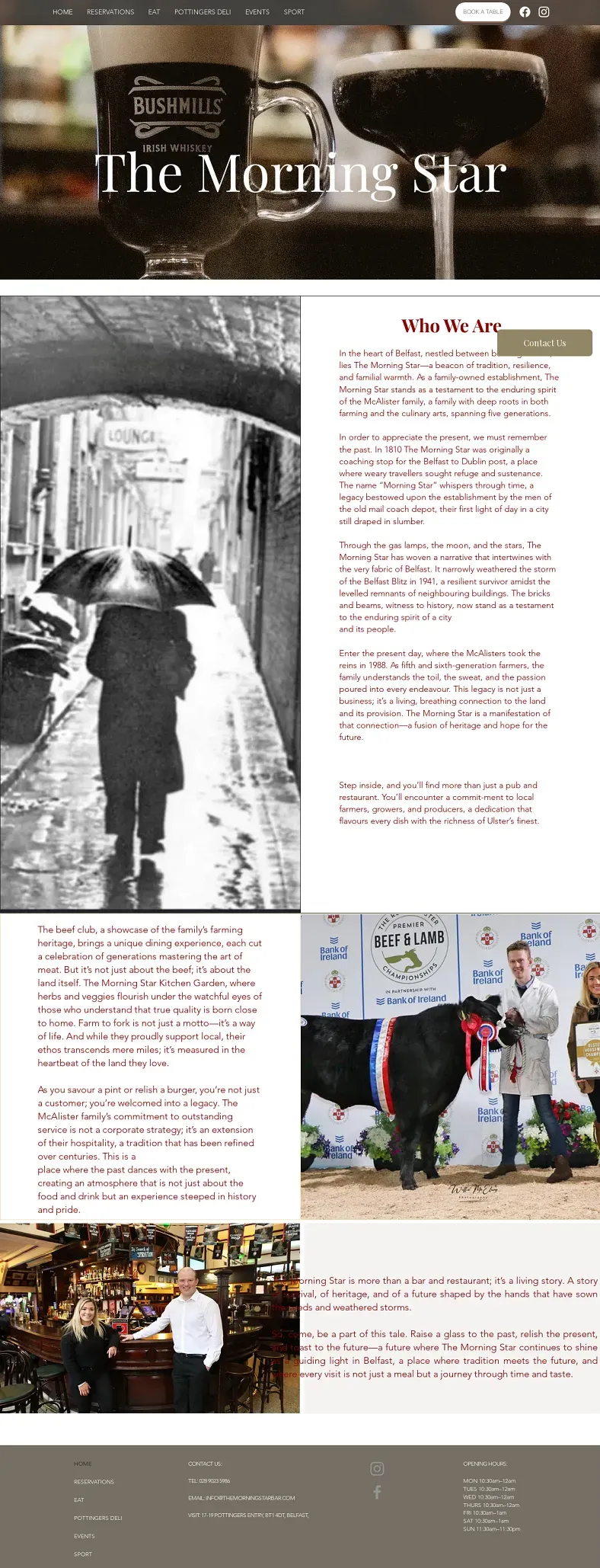 Full length website design screenshot for a gastro pub Wix website, designed by Dream Wild Studio