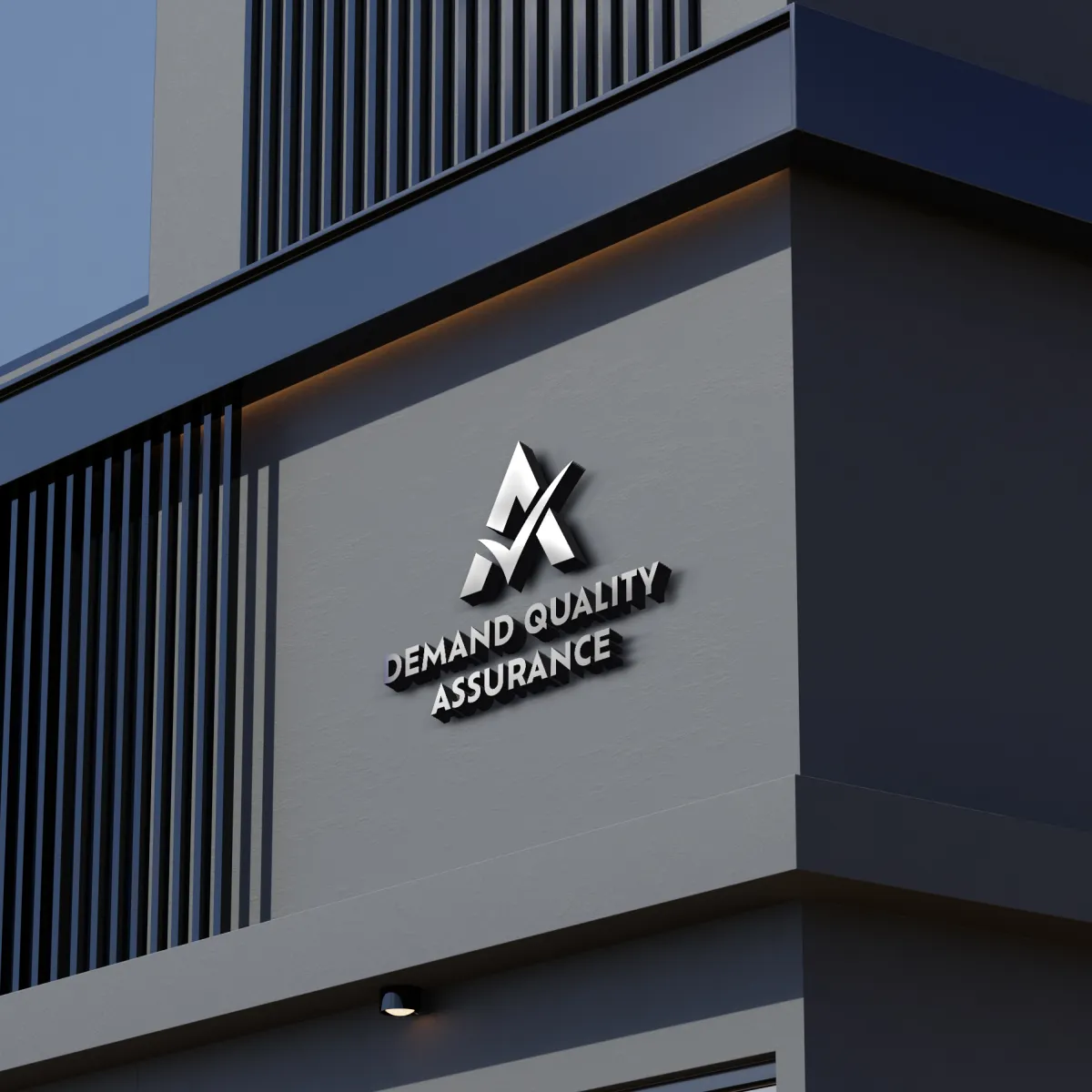 Logo design for a lead generation business on a sign outside the modern building. Branding by Dream Wild Studio.