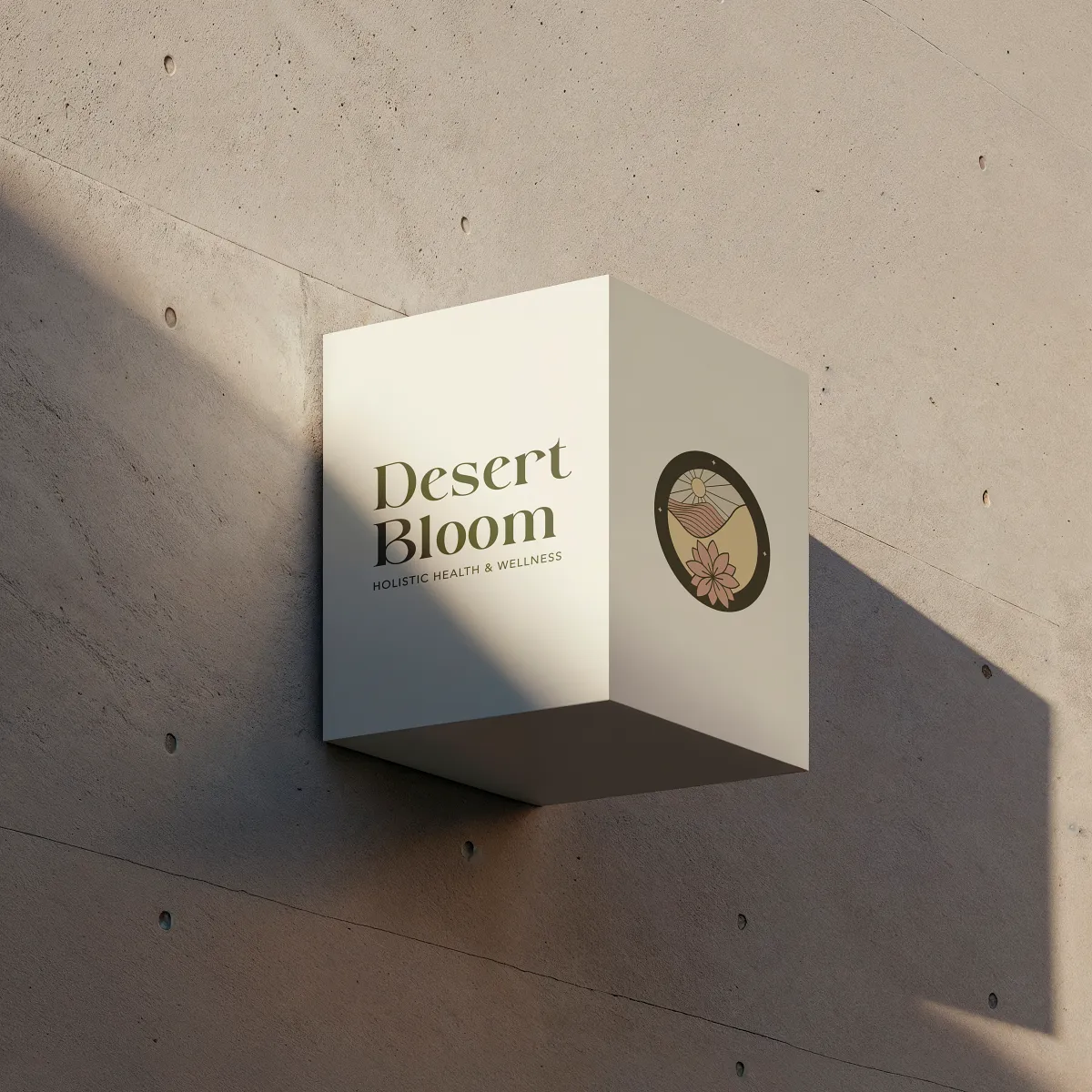 Logo design created for a wellness holistic company on a sign outside the building. Branding by Dream Wild Studio.