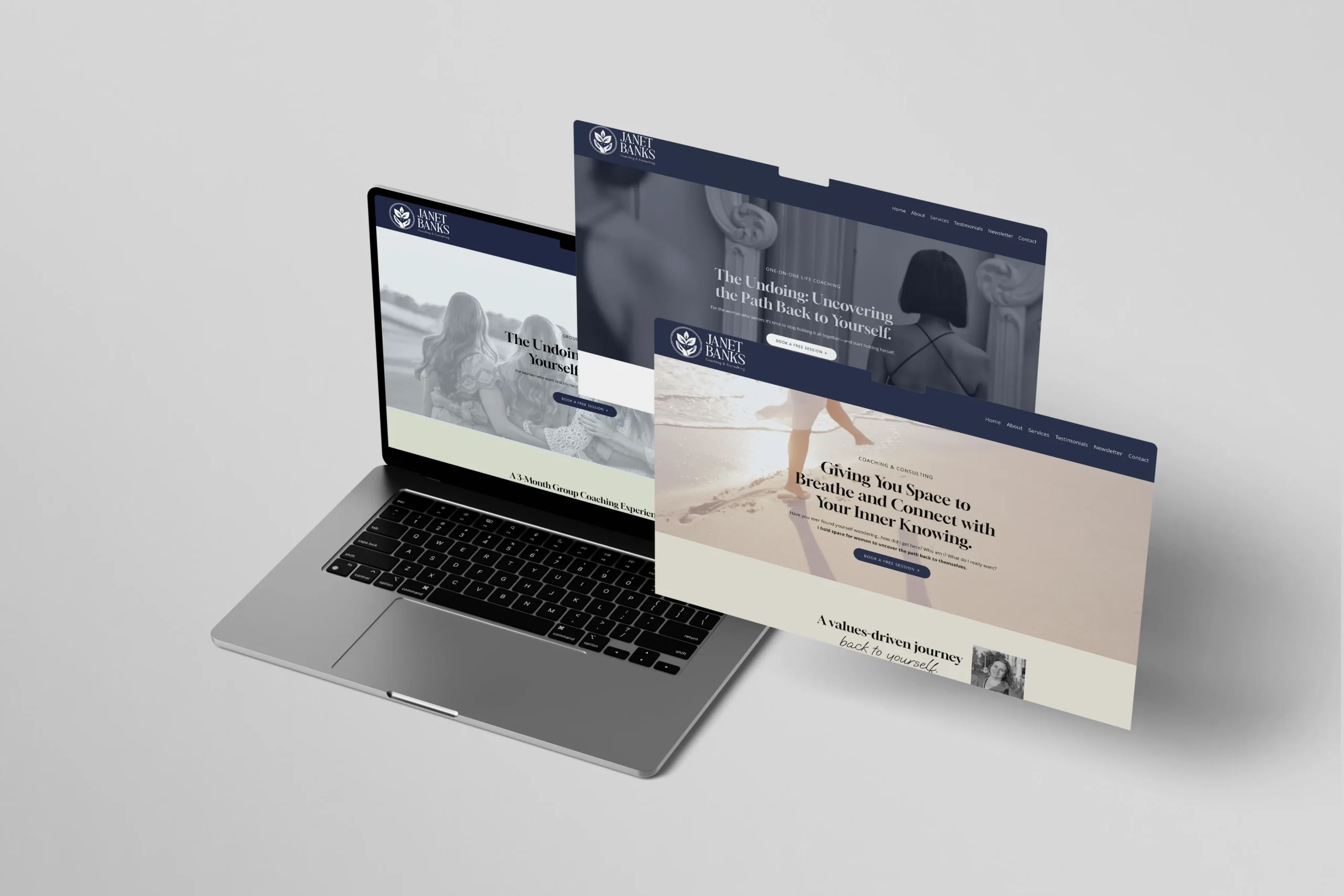 Responsive Wellness Website Design Responsive wellness website for a nurse coach displayed on laptop, by Dream Wild Studio.