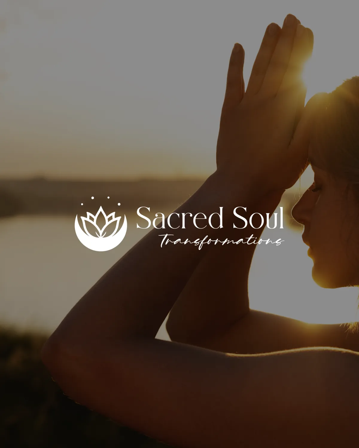 Sacred Soul Transformations Logo Design Woman in sunlight with Sacred Soul Transformations logo representing wellness and reflection, by Dream Wild Studio.