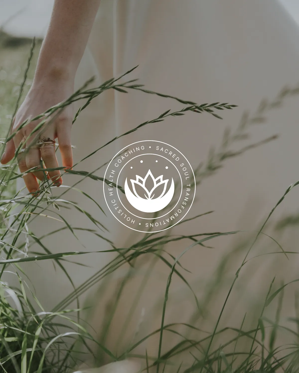 Sacred Soul Transformations Logo Design Sacred Soul Transformations logo overlaid on soft grass and nature background, by Dream Wild Studio.