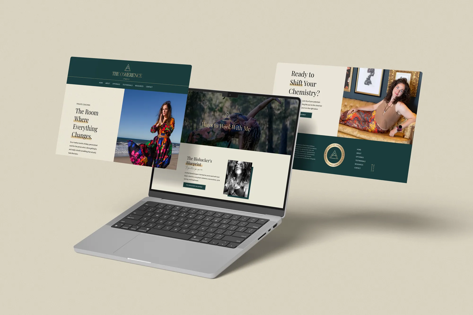 Responsive website design for nurse coach brand The Coherence Studio, by Dream Wild Studio.