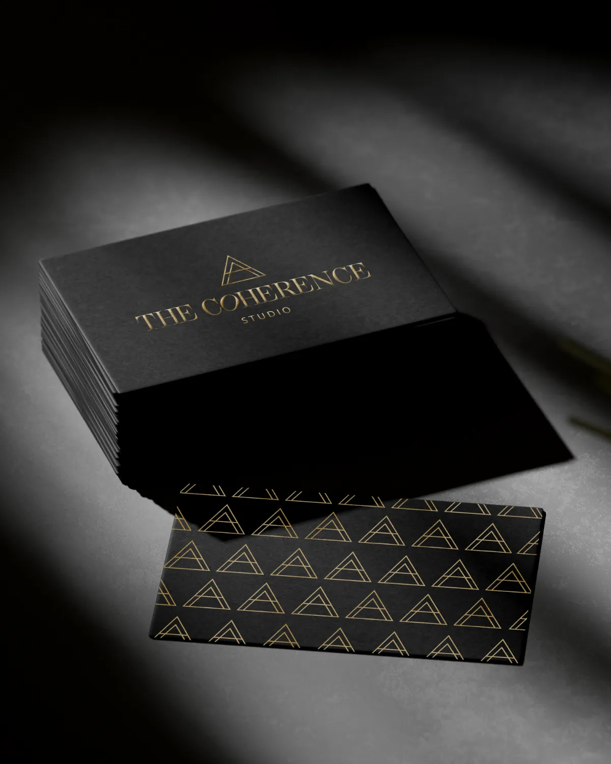 Business card design for nurse coach brand The Coherence Studio with logo pattern