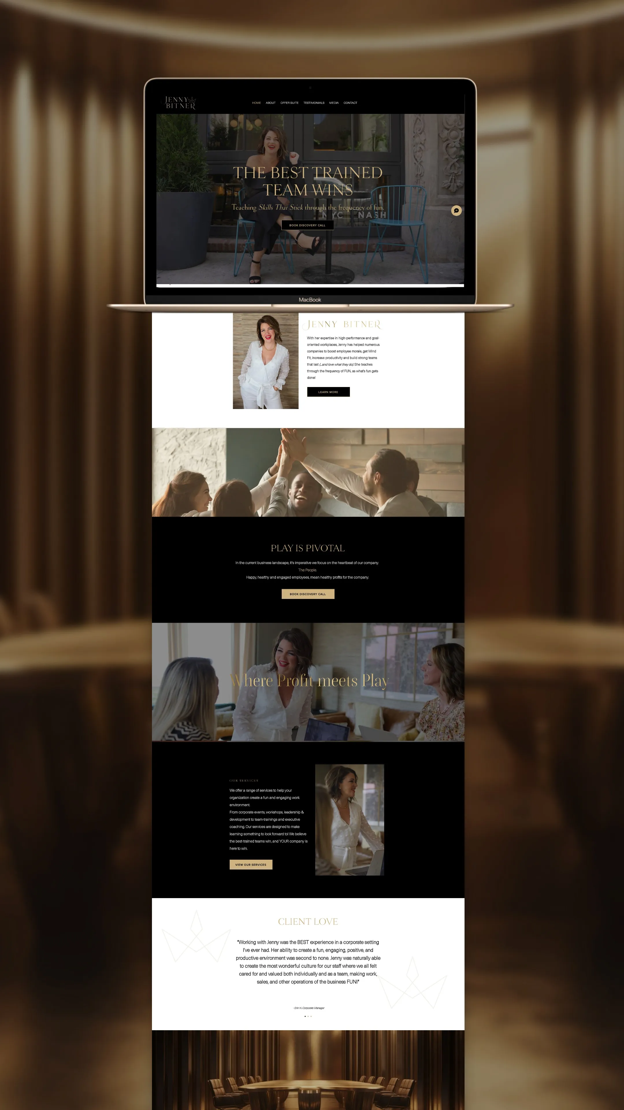 Full Jenny Bitner website design shown as a long scroll for a female entrepreneur and coach, VIP Day website design by Dream Wild Studio