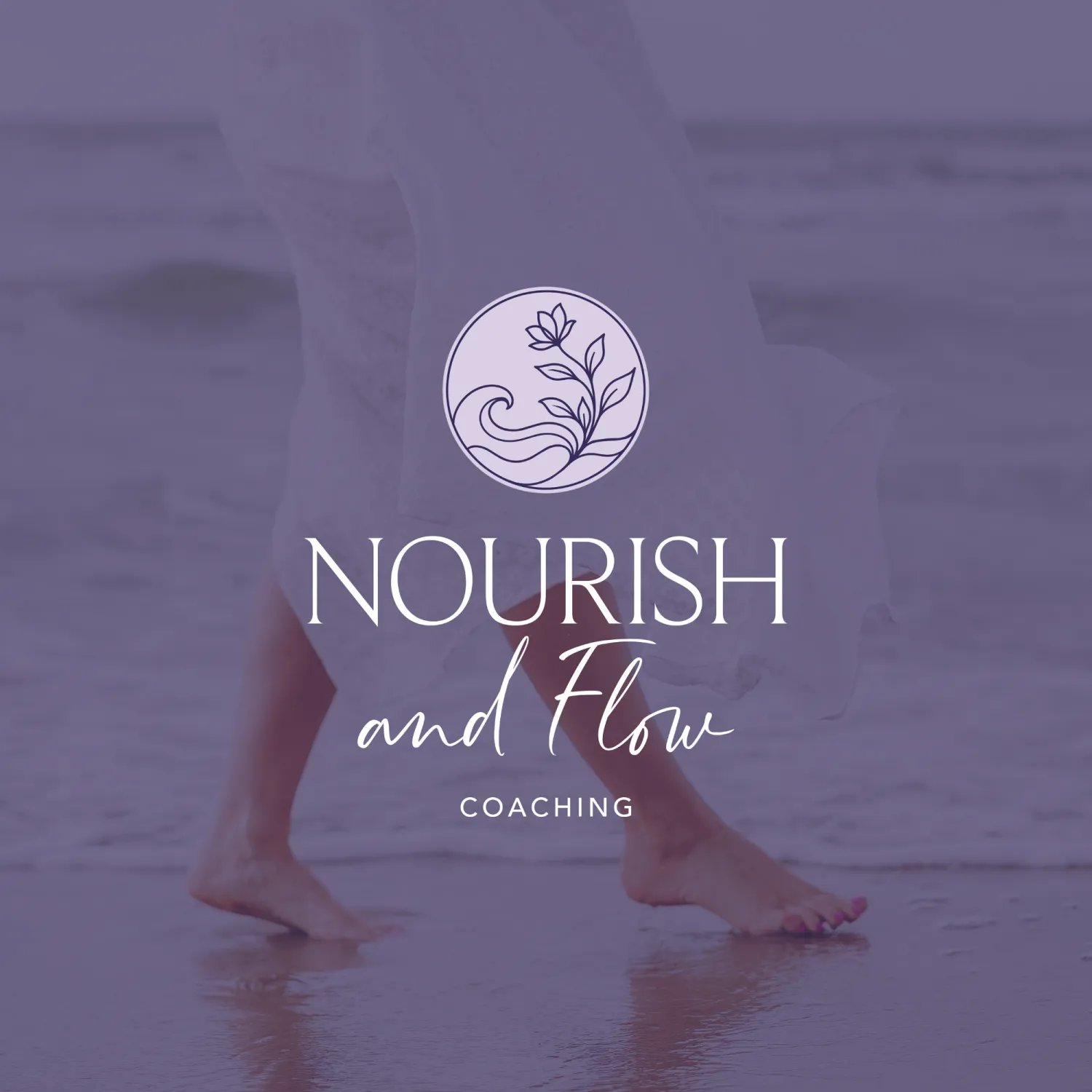 Nourish and Flow Coaching Brand Logo Design Nourish and Flow Coaching brand logo design featuring a flower symbol for a nurse coach, designed by Dream Wild Studio