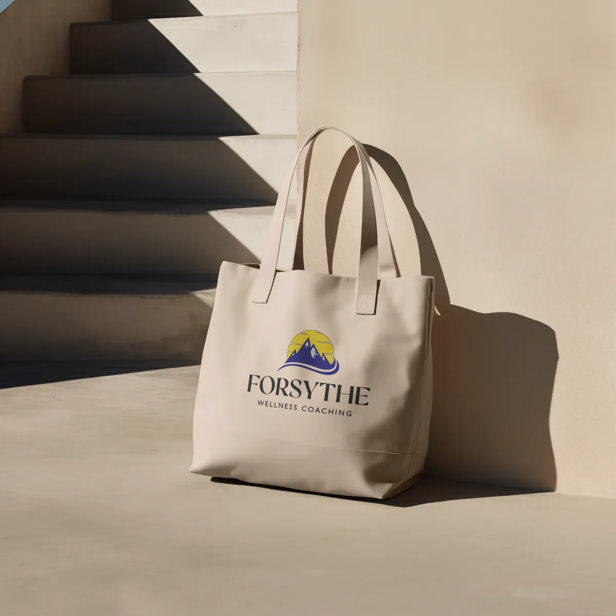 Wellness Coaching Brand Logo Design Wellness coaching brand logo design shown on a tote bag, designed by Dream Wild Studio