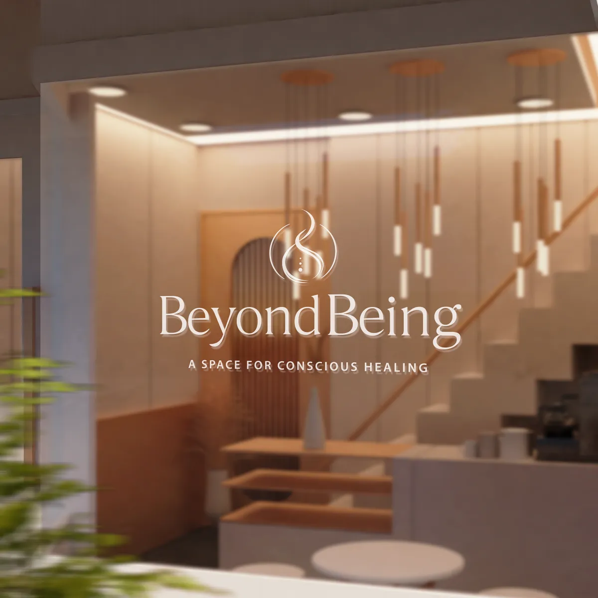 Integrative healing logo sign displayed on a glass entrance door by Dream Wild Studio