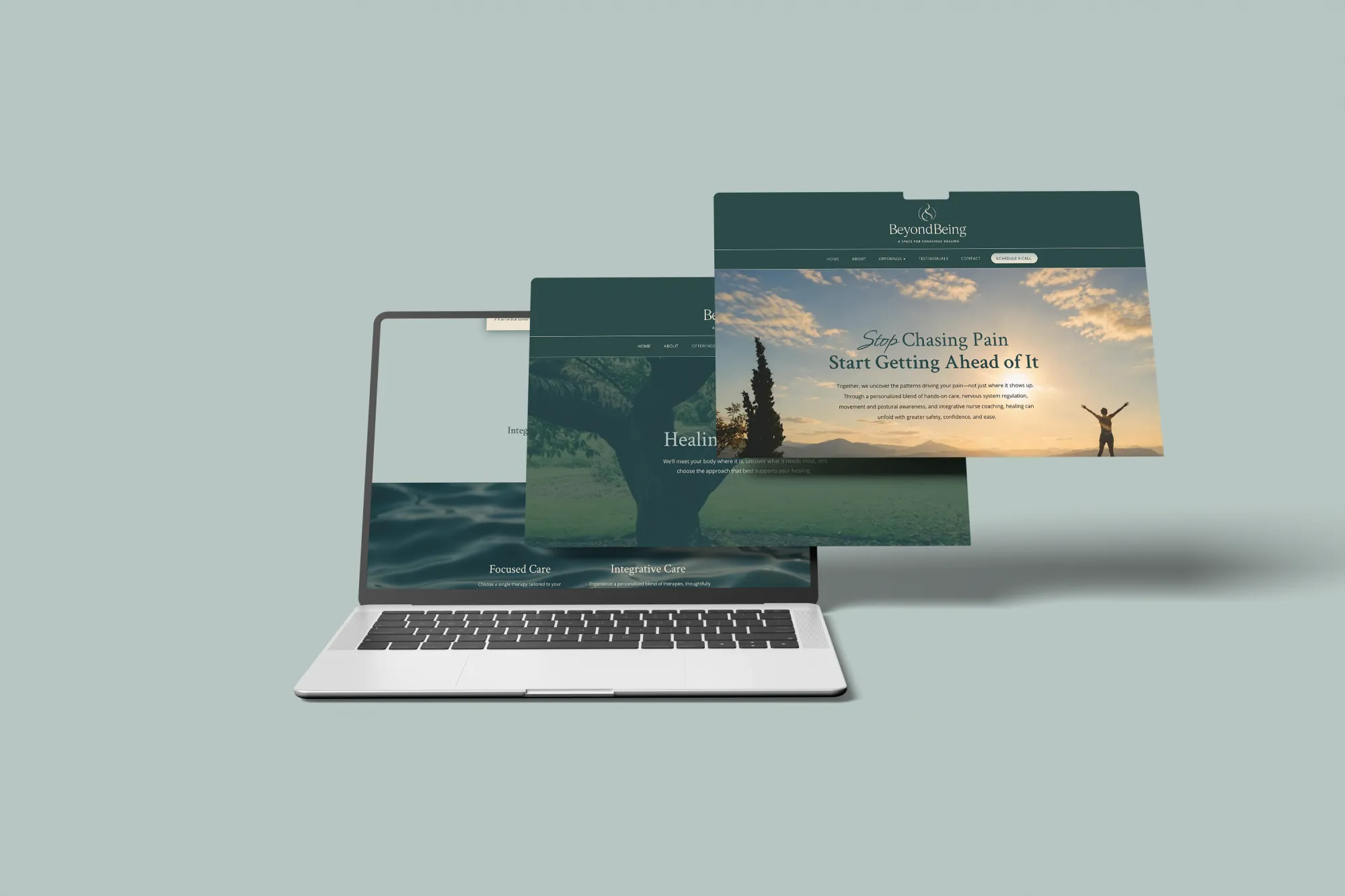Responsive integrative healing website displayed across laptop screens by Dream Wild Studio